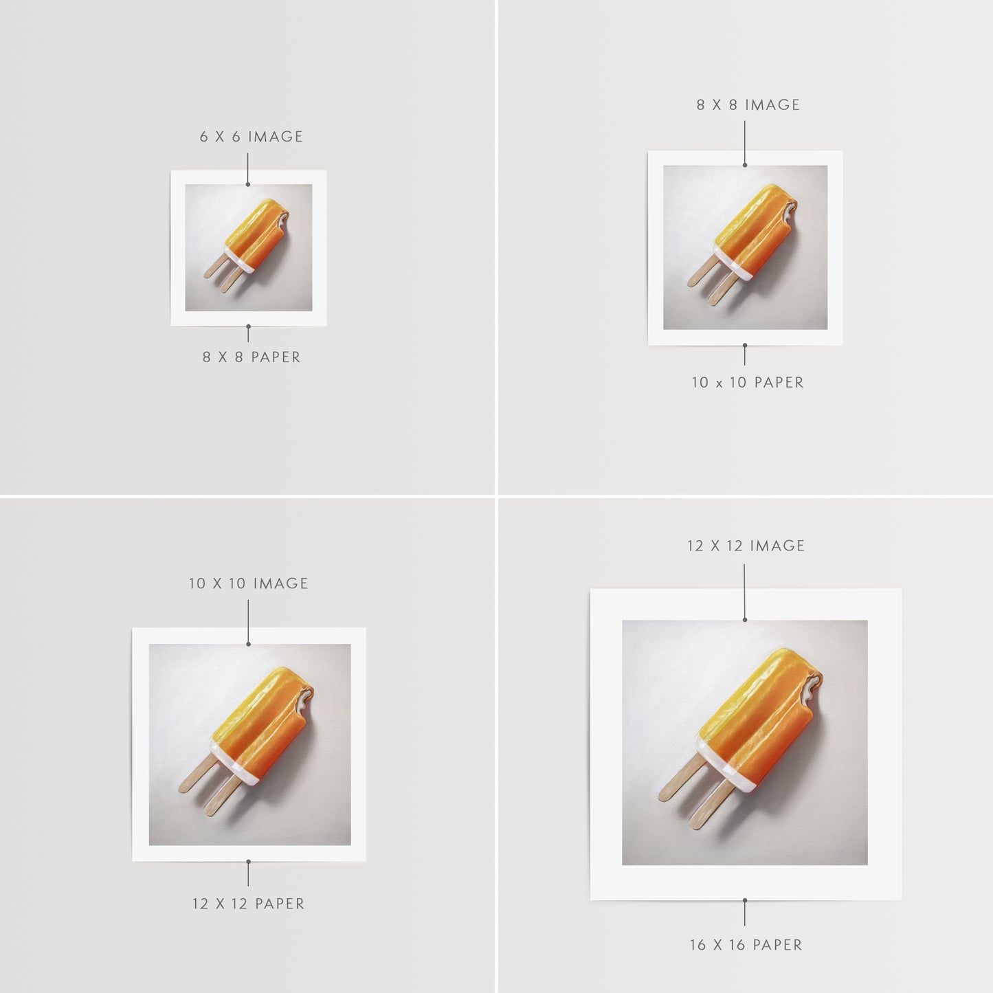 This artwork features a summertime favorite… the vanilla ice cream and orange popsicle combo otherwise known as the delicious dreamsicle.