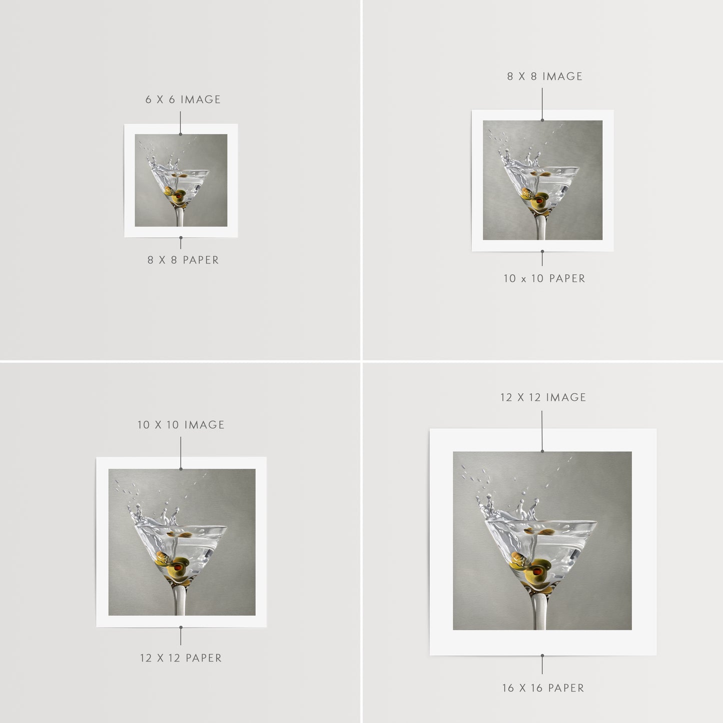 This artwork features a trio of green olives on a blue cocktail sword with some nice dramatic lighting.