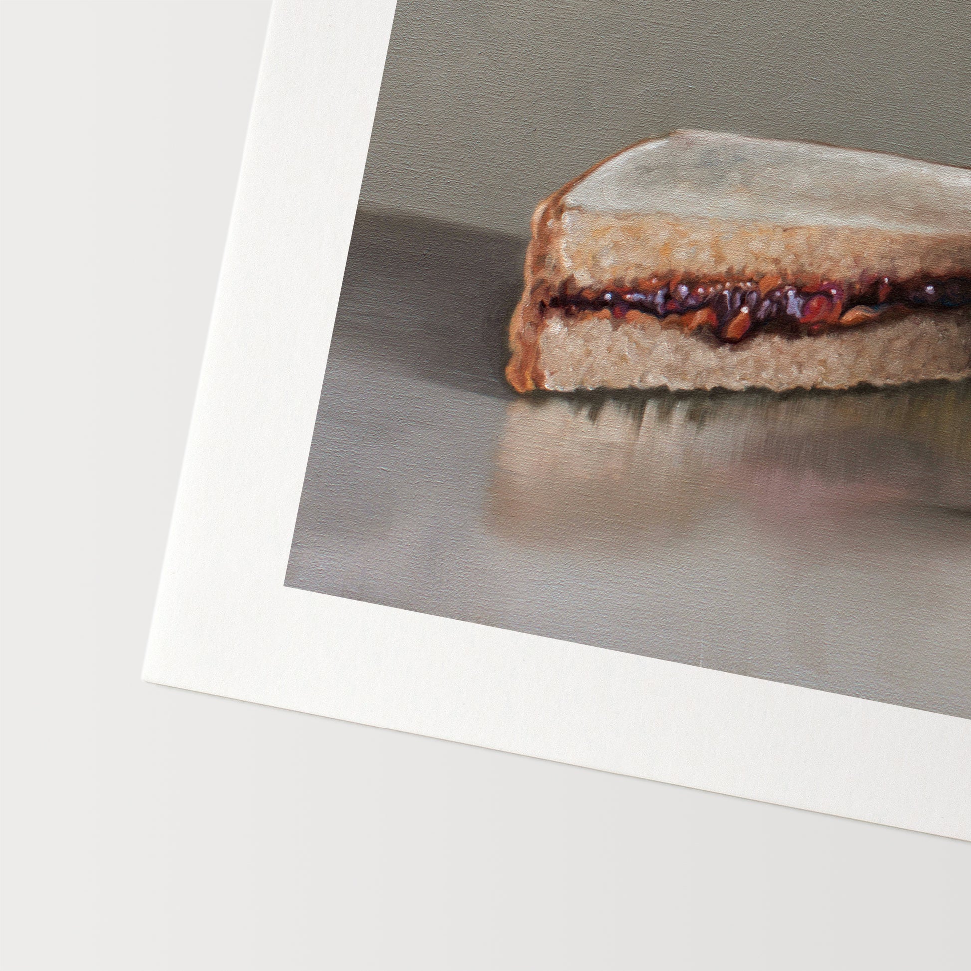 This artwork features loaded peanut butter and jelly sandwich, ready for eating!