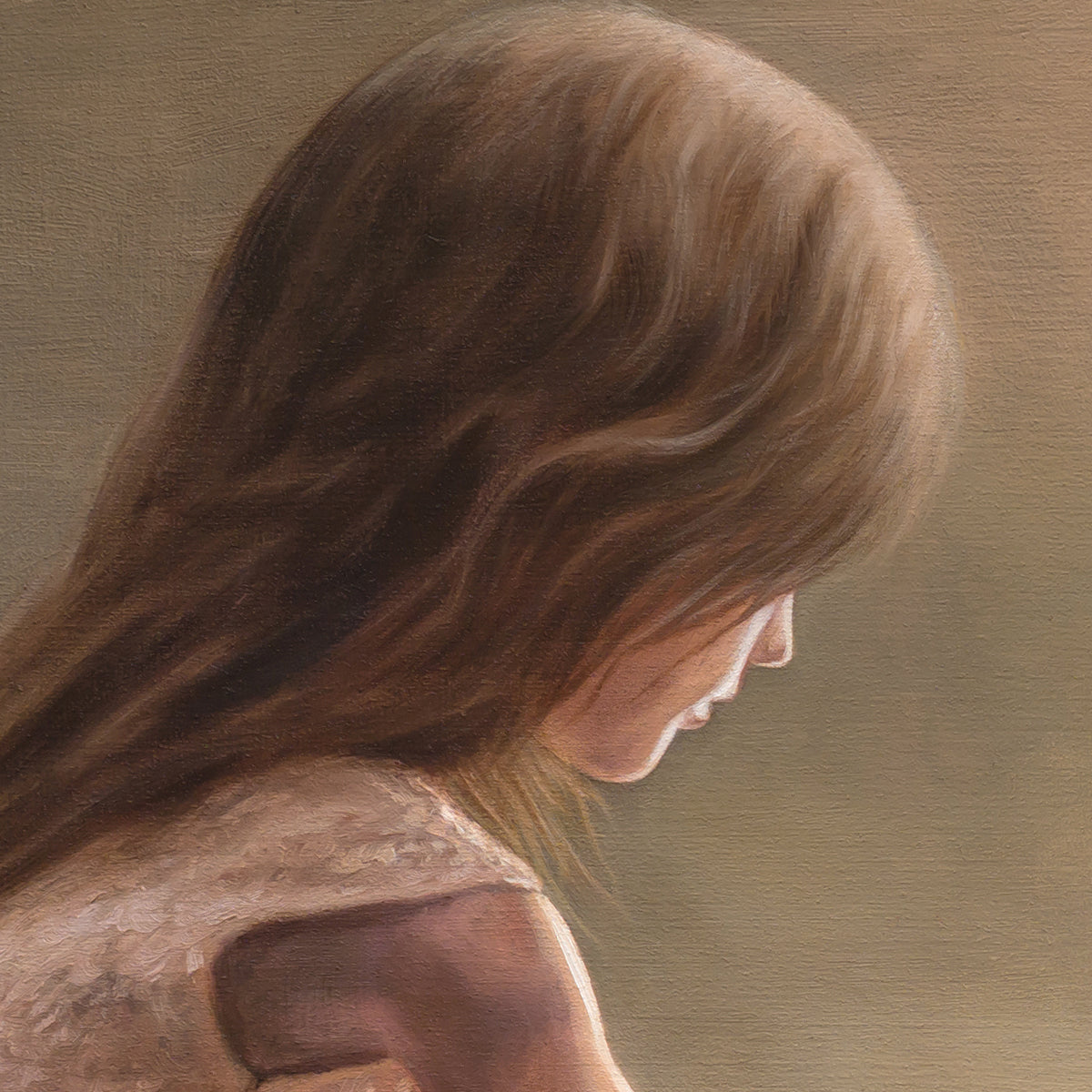 Girl with Swan | 24" x 12" Original Oil Painting