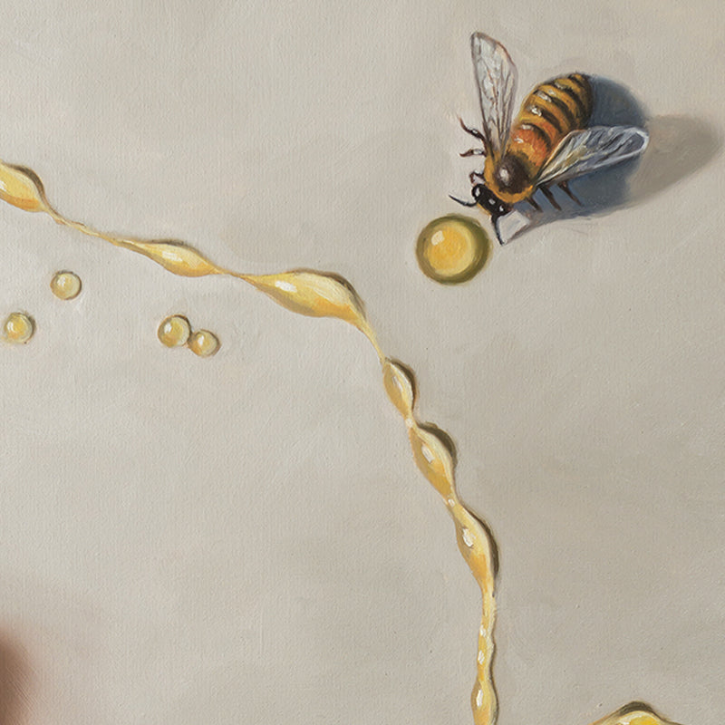 Spilled Honey, Spoon & Bee | 16" x 20" Original Oil Painting