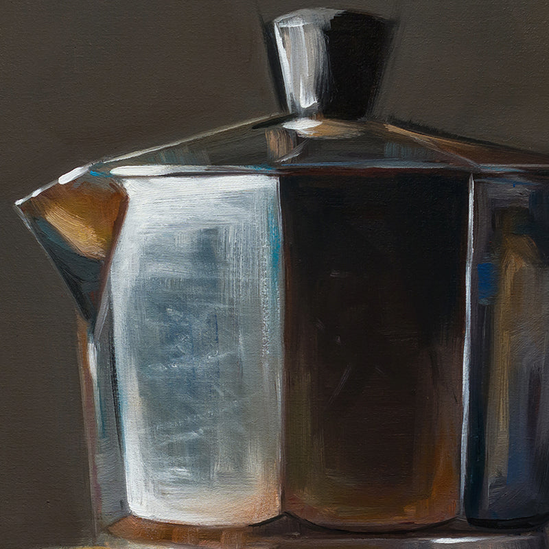 Donut & Moka Pot | 12" x 12" Original Oil Painting