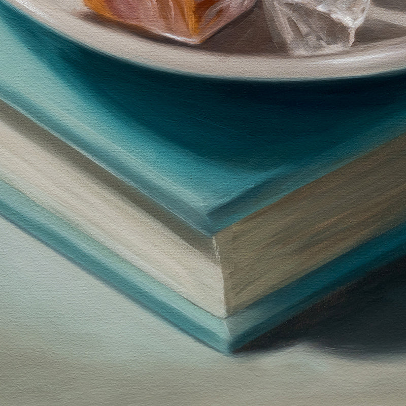Coffee, Caramel & Book | 12" x 12" Original Oil Painting