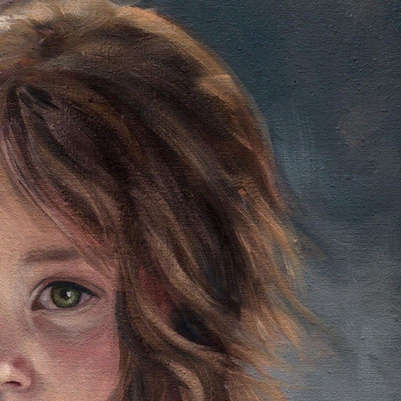 Girl with Sparrow | 12" x 12" Original Oil Painting