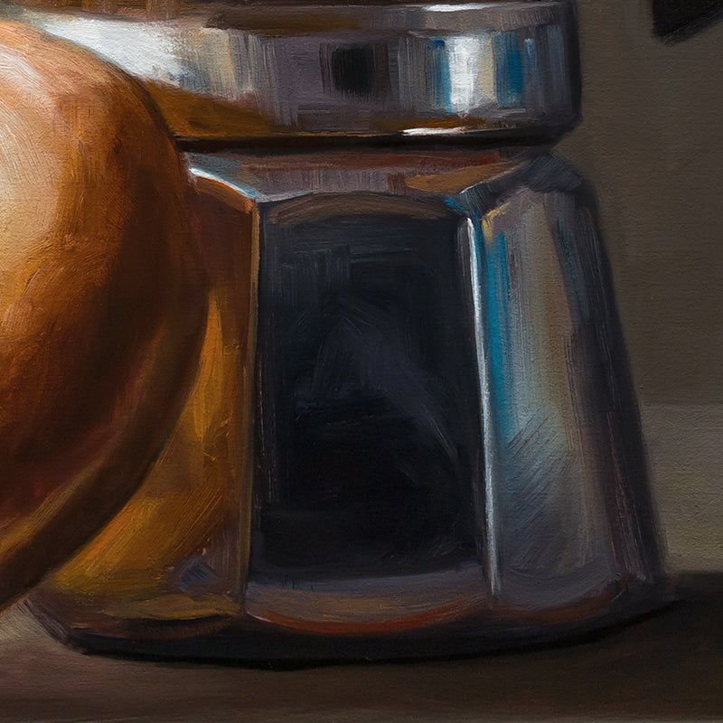 Donut & Moka Pot | 12" x 12" Original Oil Painting