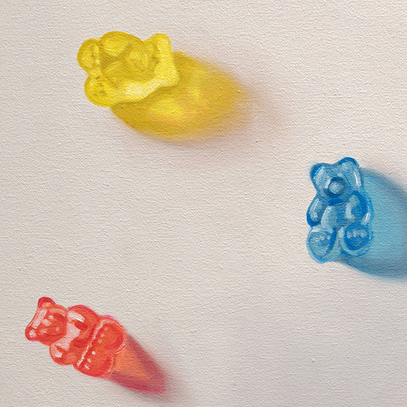 Honey Bear & Gummy Bear Trio | 12" x 12" Original Oil Painting