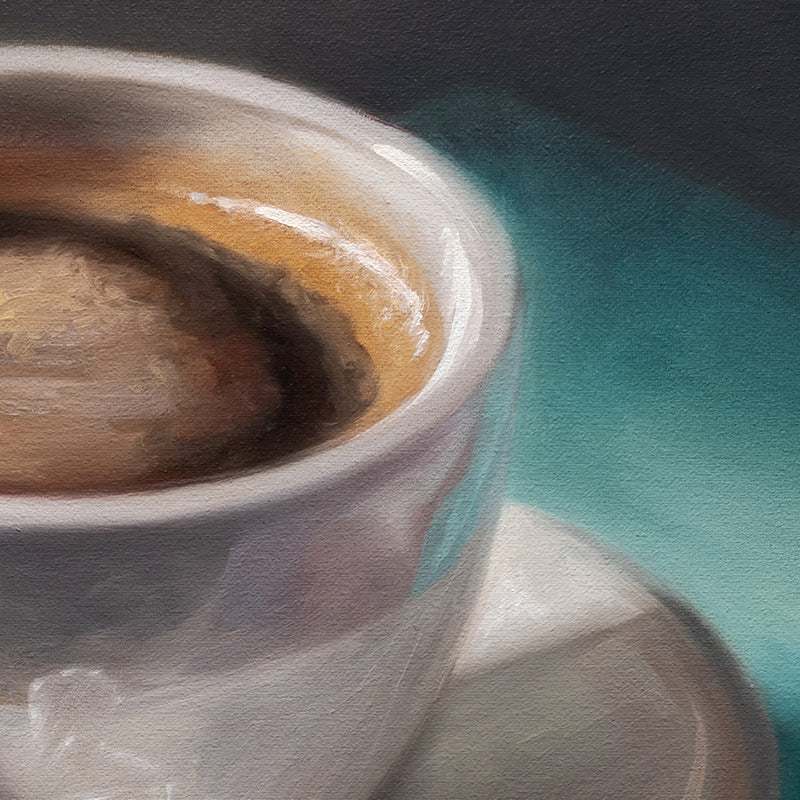 Coffee, Caramel & Book | 12" x 12" Original Oil Painting