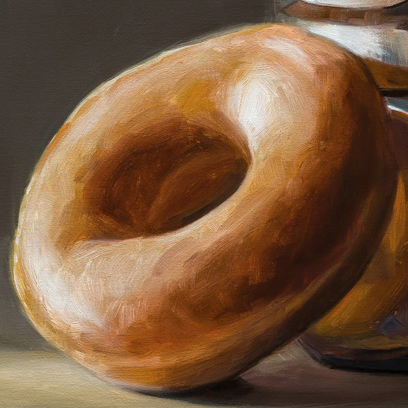 Donut & Moka Pot | 12" x 12" Original Oil Painting