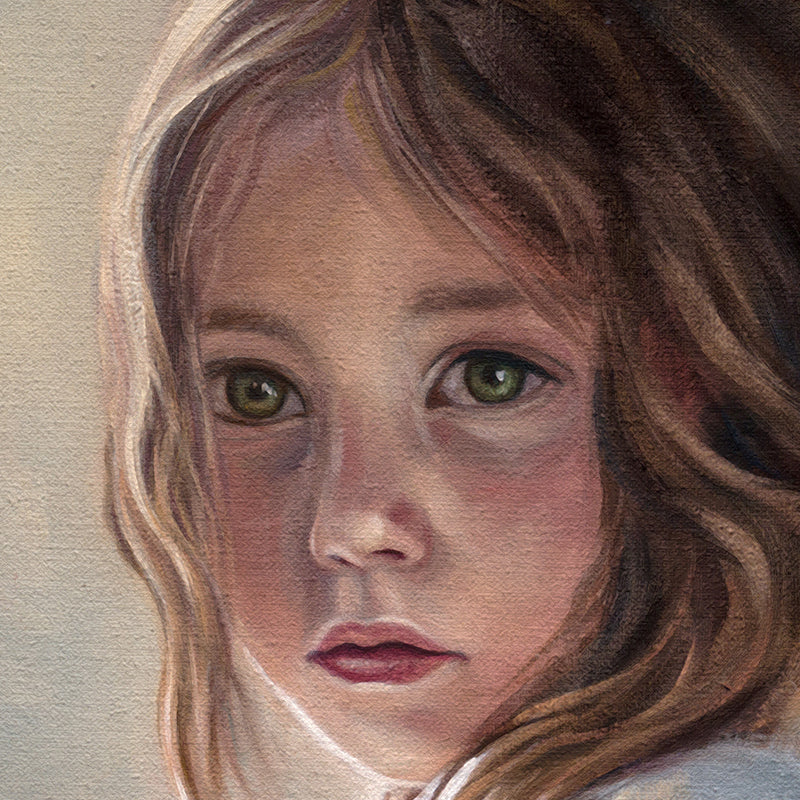 Girl with Sparrow | 12" x 12" Original Oil Painting