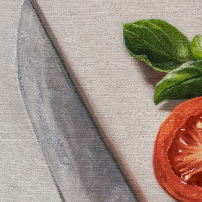 Tomato & Basil | 12" x 12" Original Oil Painting