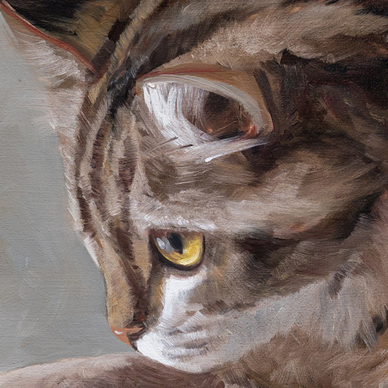 Cat & Water Glass | 12" x 12" Original Oil Painting