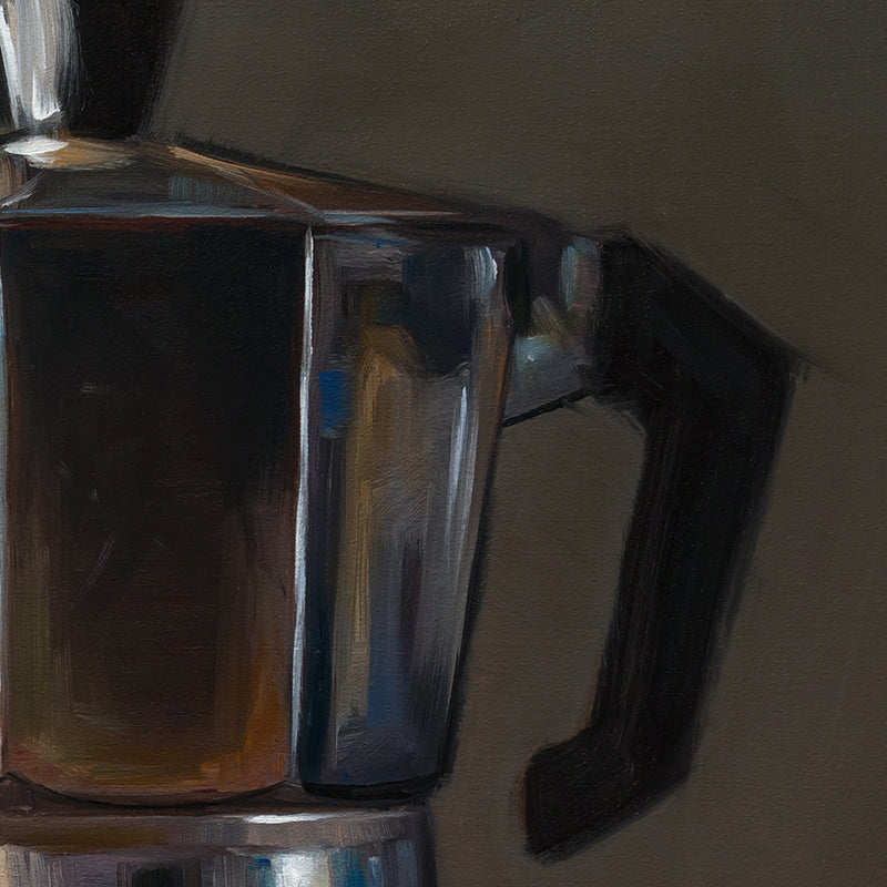 Donut & Moka Pot | 12" x 12" Original Oil Painting