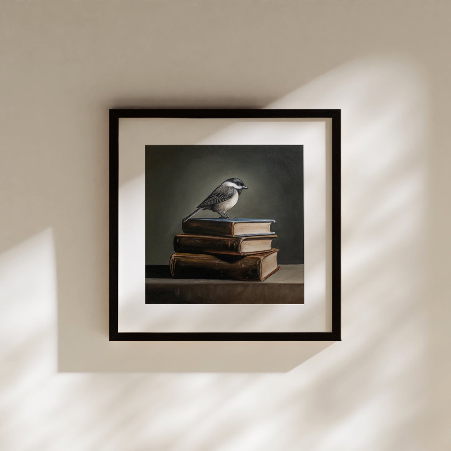 Chickadee & Vintage Books | Fine Art Print