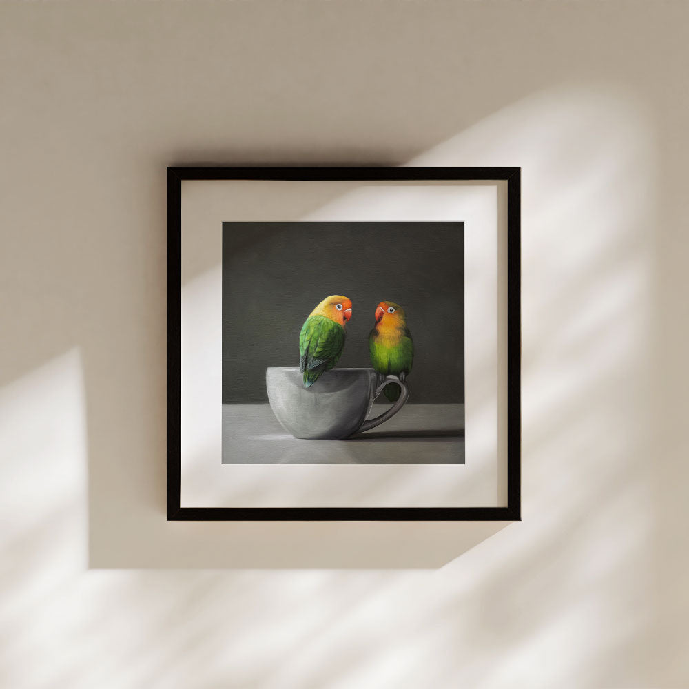 Lovebirds & Porcelain Cup • Fine Art Print