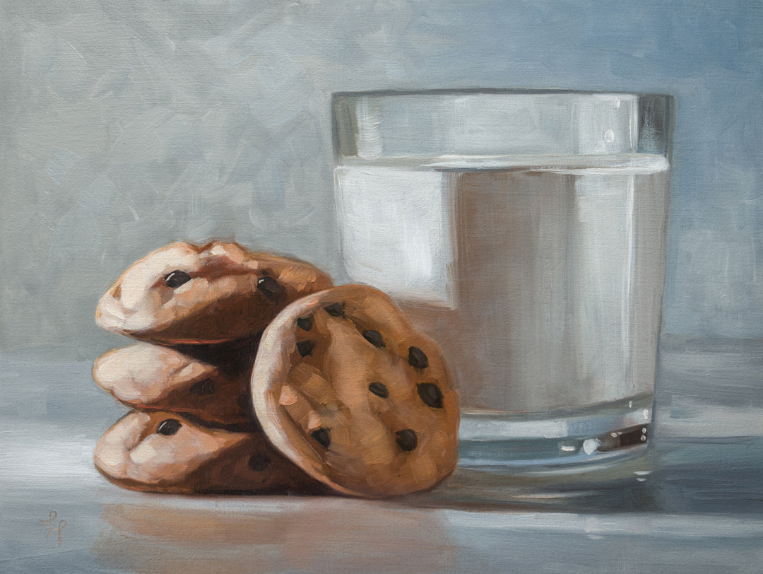 Milk & Cookies | 8" x 6" Original Oil Painting