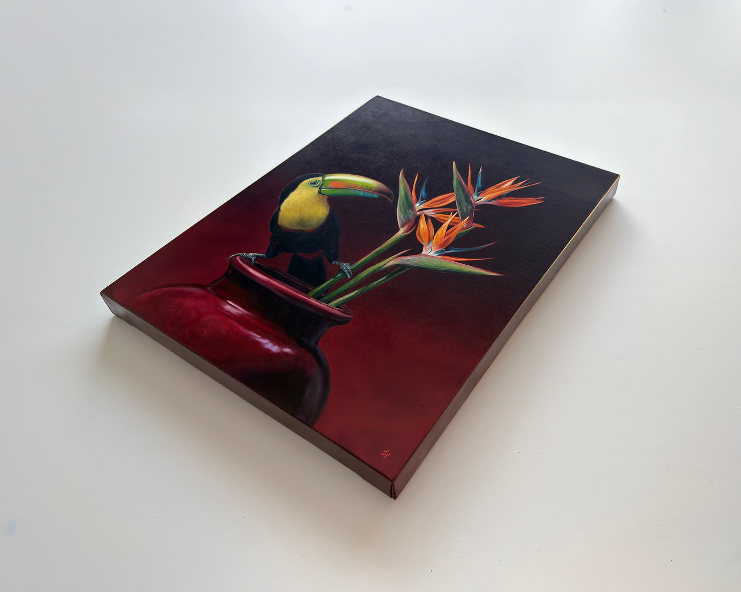 Keel-Billed Toucan & Bird of Paradise Flowers • 16 x 20