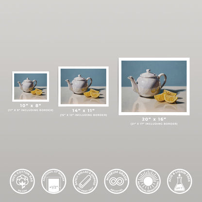White Teapot & Lemon Wedges • Fine Art Print