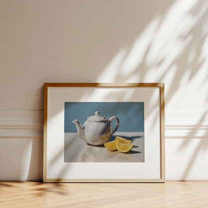White Teapot & Lemon Wedges • Fine Art Print