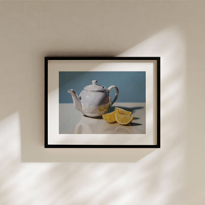White Teapot & Lemon Wedges • Fine Art Print