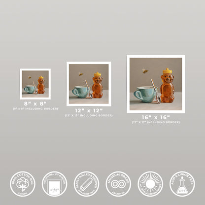 Honey, Bee & Turquoise Cup • Fine Art Print