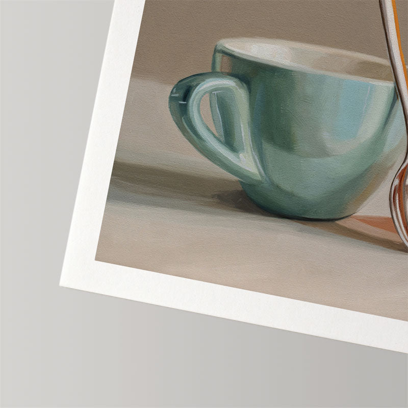 Honey, Bee & Turquoise Cup • Fine Art Print