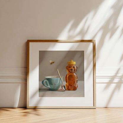 Honey, Bee & Turquoise Cup • Fine Art Print