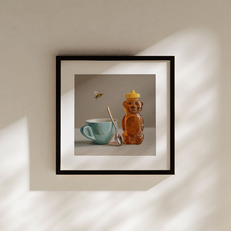 Honey, Bee & Turquoise Cup • Fine Art Print