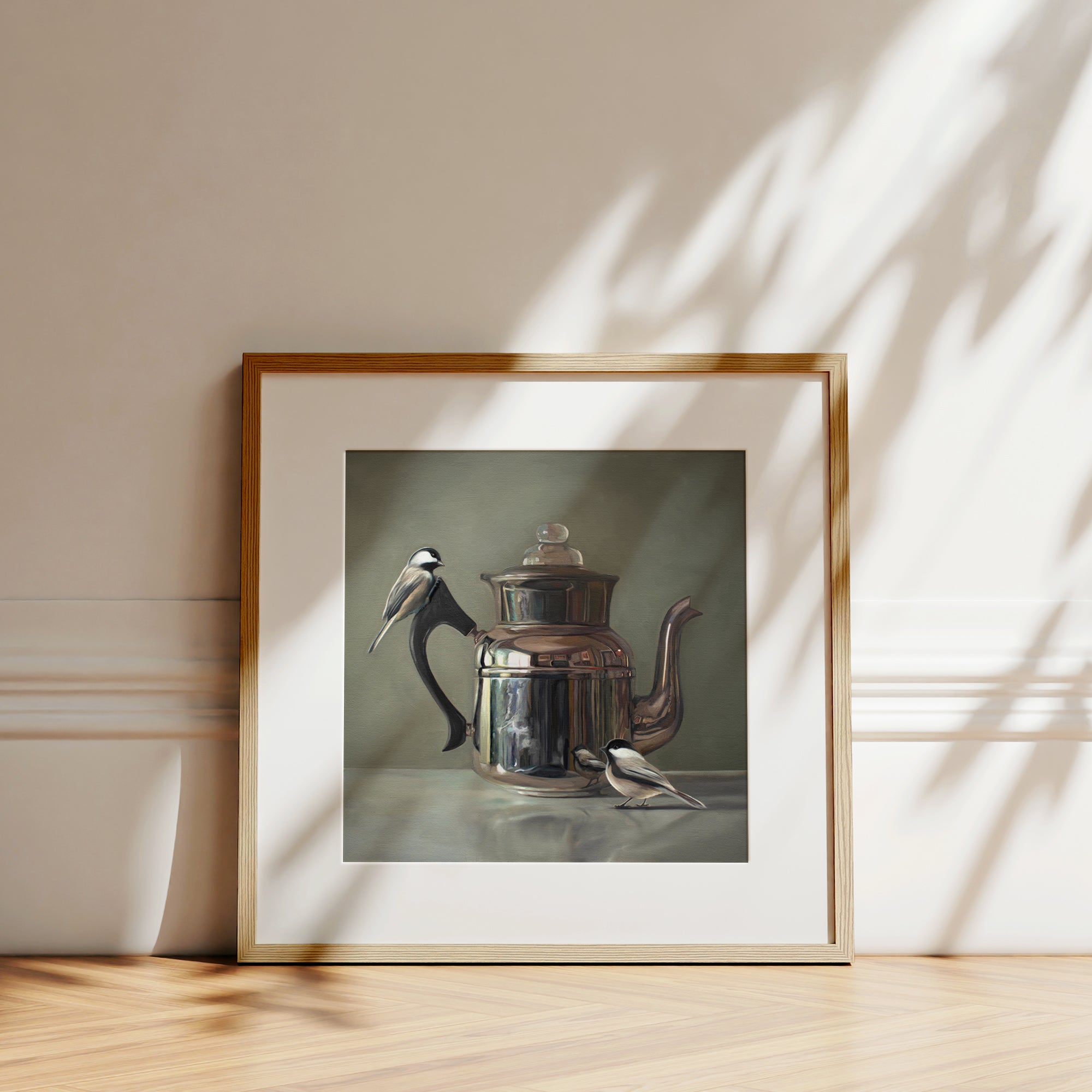 Tea Kettle and Chickadees  Fine Art Print – Lauren Pretorius Art