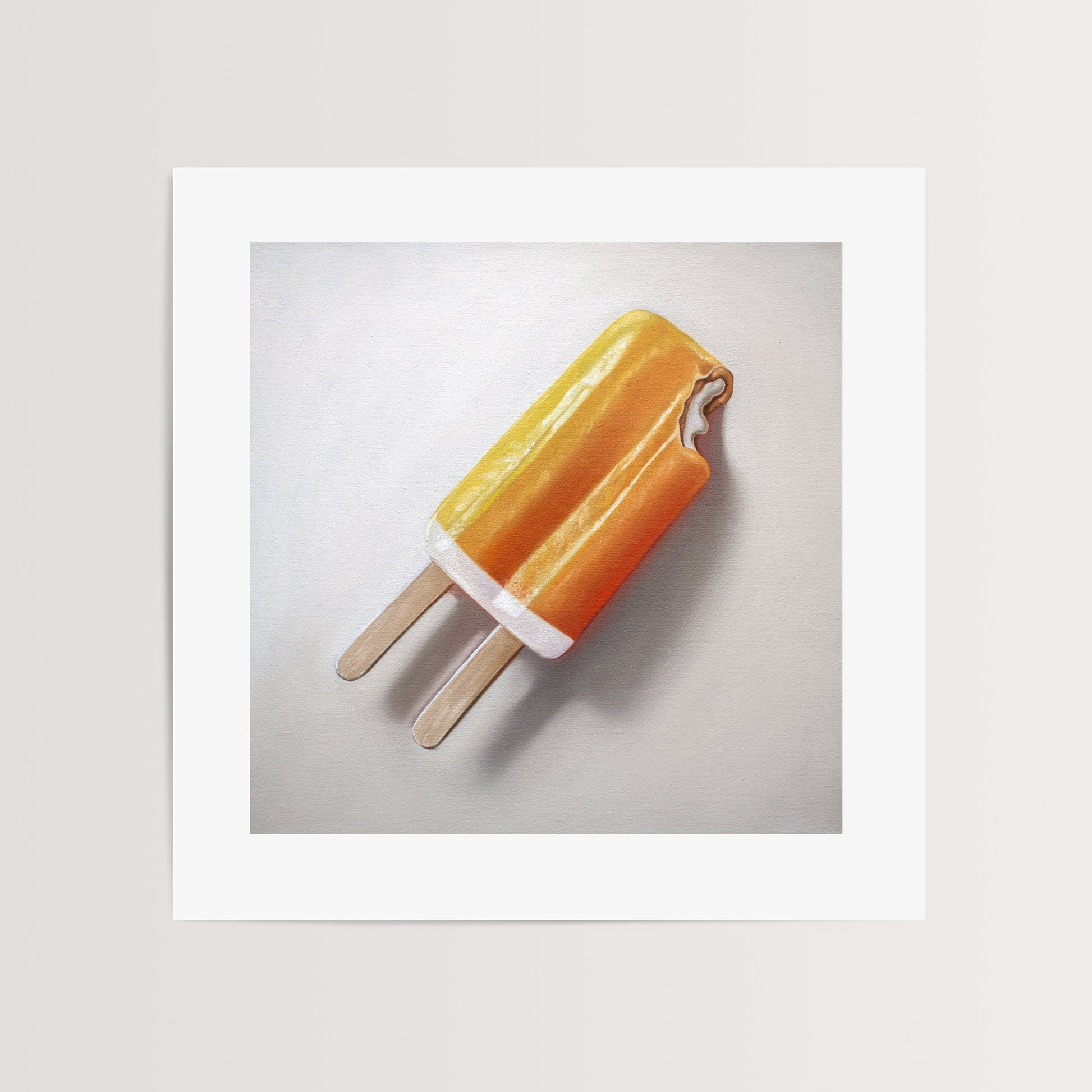 This artwork features a summertime favorite… the vanilla ice cream and orange popsicle combo otherwise known as the delicious dreamsicle.