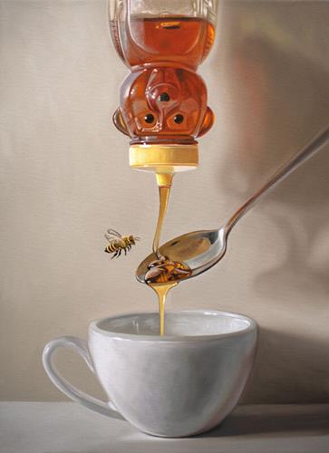 Honey Bee & Tea 16 x 12 Original Oil Painting