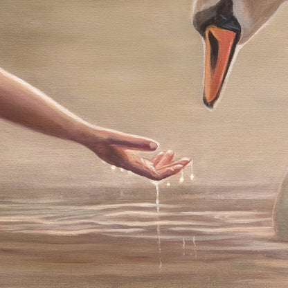 Girl with Swan | 24" x 12" Original Oil Painting