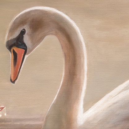 Girl with Swan | 24" x 12" Original Oil Painting