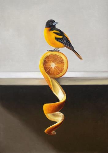 Orange Twist Oriole 20 x 14 Original Oil Painting