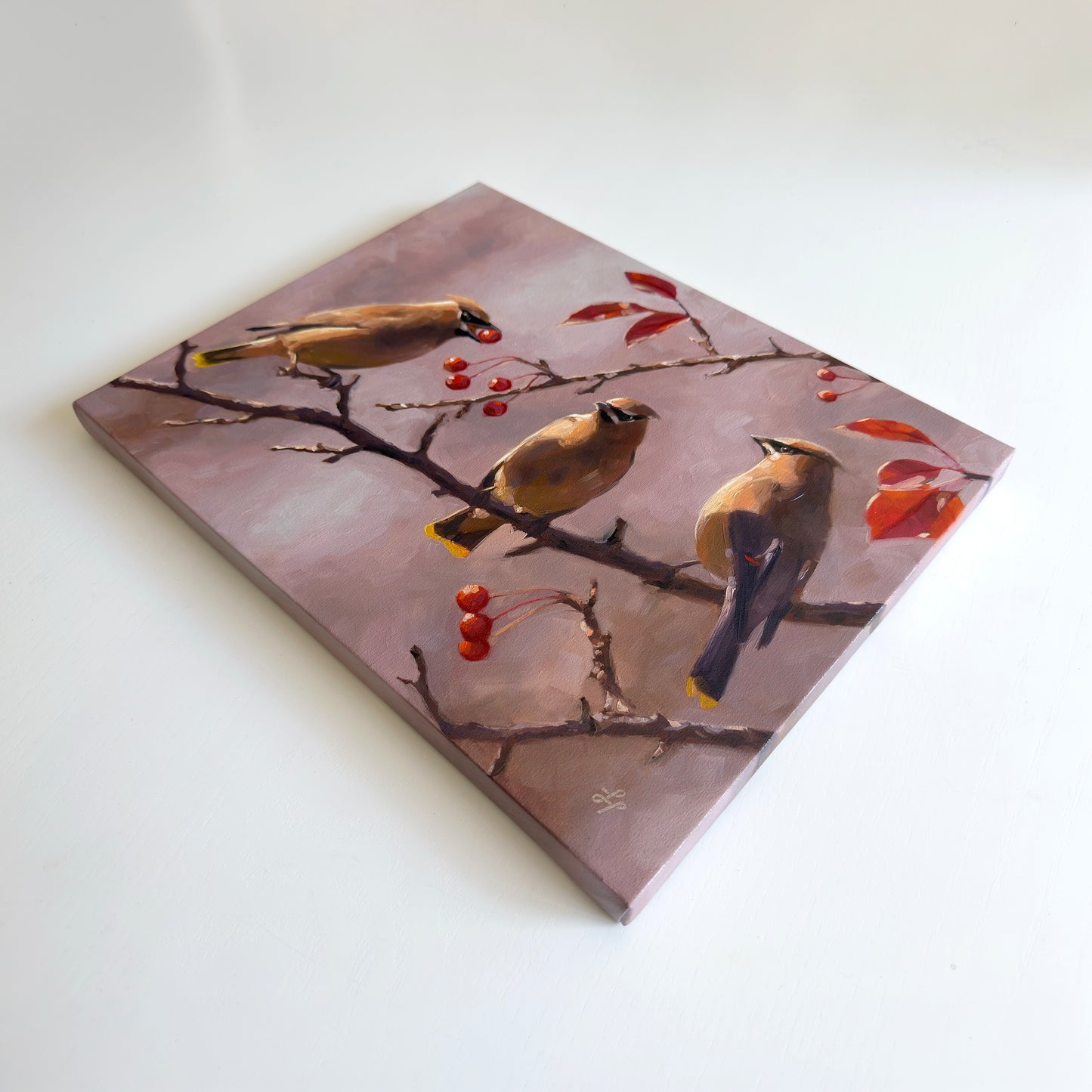 Autumn Cedar Waxwings • 14 x 11