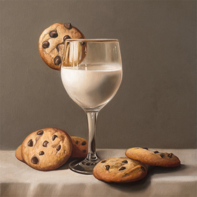 Fancy Milk & Cookies | 12" x 12" Original Oil Painting