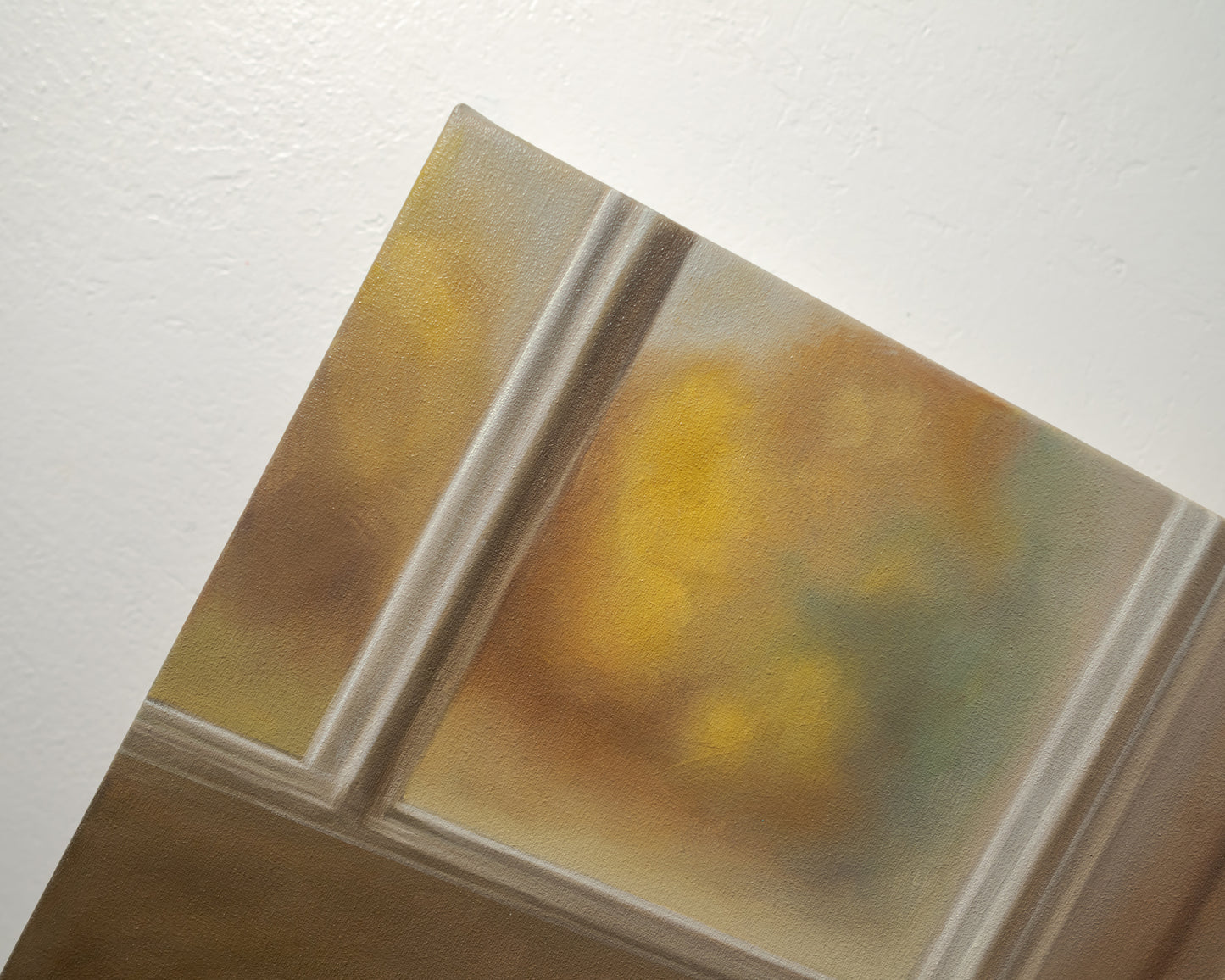 Autumn Apple Pie 14" x 11" Original Oil Painting by Lauren Pretorius: an apple pie on a windowsill with two green apples