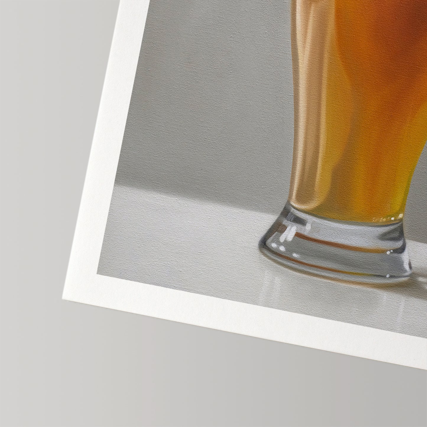 Fine art print of a beer shandy in a glass with an orange slice, on museum-grade cotton rag paper.