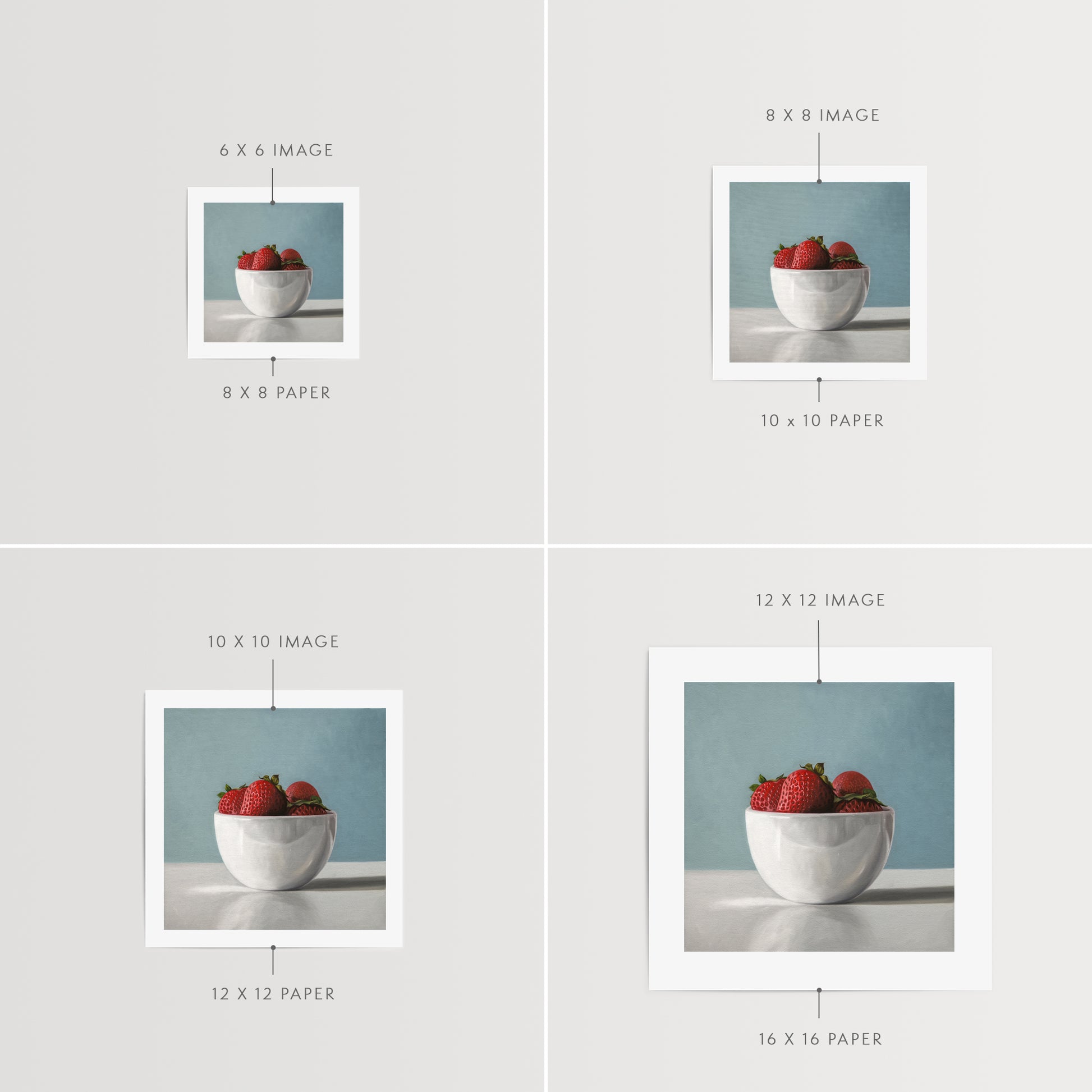 Cup of Strawberries Fine Art Print by Lauren Pretorius: a white porcelain cup filled with plump strawberries.