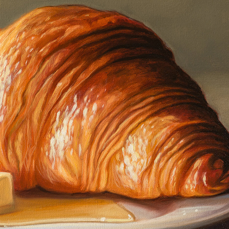 Croissant, Honey & Butter | 14" x 11" Original Oil Painting