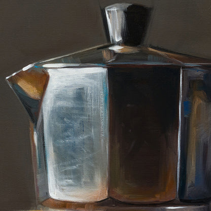 Donut & Moka Pot | 12" x 12" Original Oil Painting