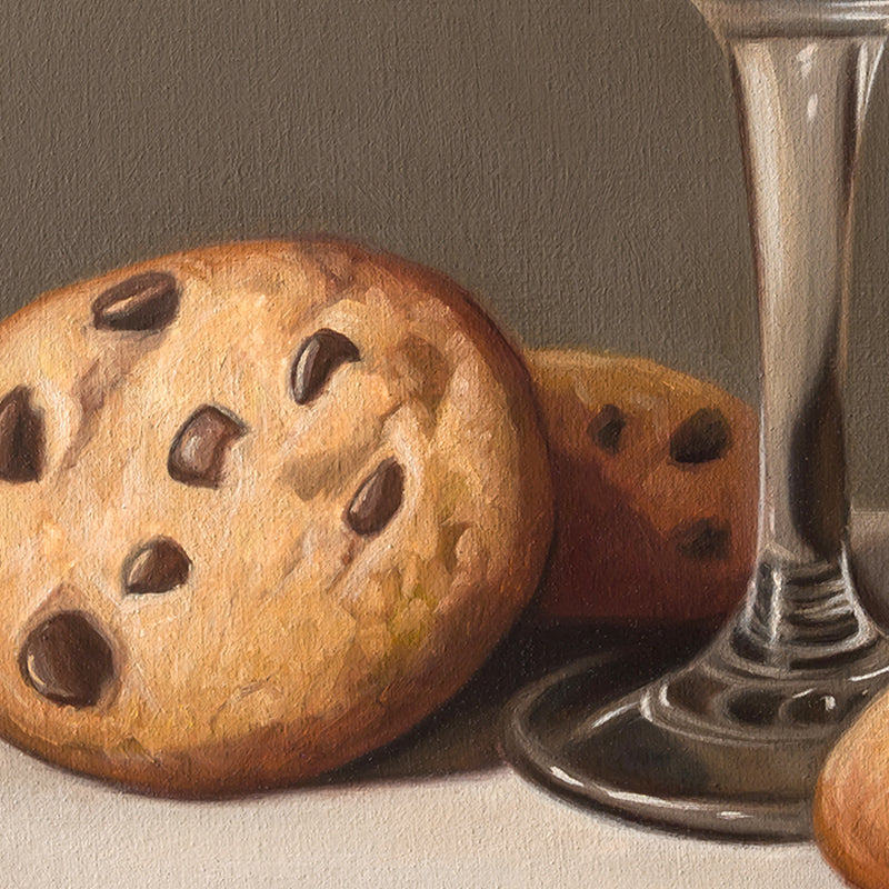 Fancy Milk & Cookies | 12" x 12" Original Oil Painting