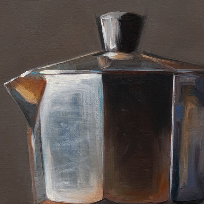 Donut & Moka Pot | 12" x 12" Original Oil Painting