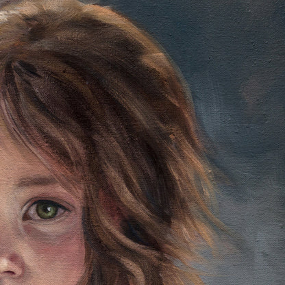 Girl with Sparrow | 12" x 12" Original Oil Painting