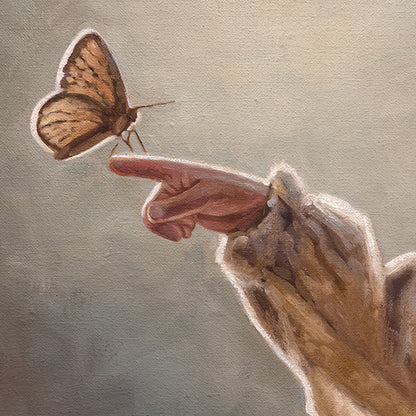 Girl with Butterfly | 14" x 11" Original Oil Painting