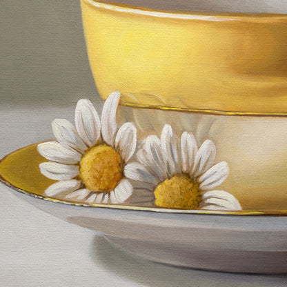 Goldfinch & Yellow Cup | 14" x 11" Original Oil Painting