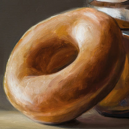 Donut & Moka Pot | 12" x 12" Original Oil Painting