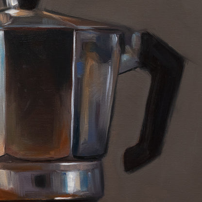 Donut & Moka Pot | 12" x 12" Original Oil Painting