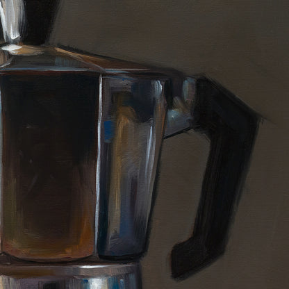 Donut & Moka Pot | 12" x 12" Original Oil Painting