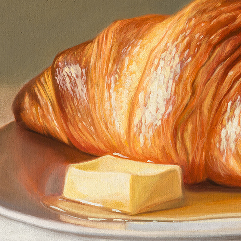 Croissant, Honey & Butter | 14" x 11" Original Oil Painting