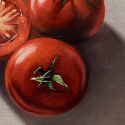 Tomato & Basil | 12" x 12" Original Oil Painting